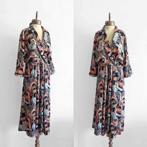 Nina piccalino print draped jacket dress sz 13 - Picture 2 of 8